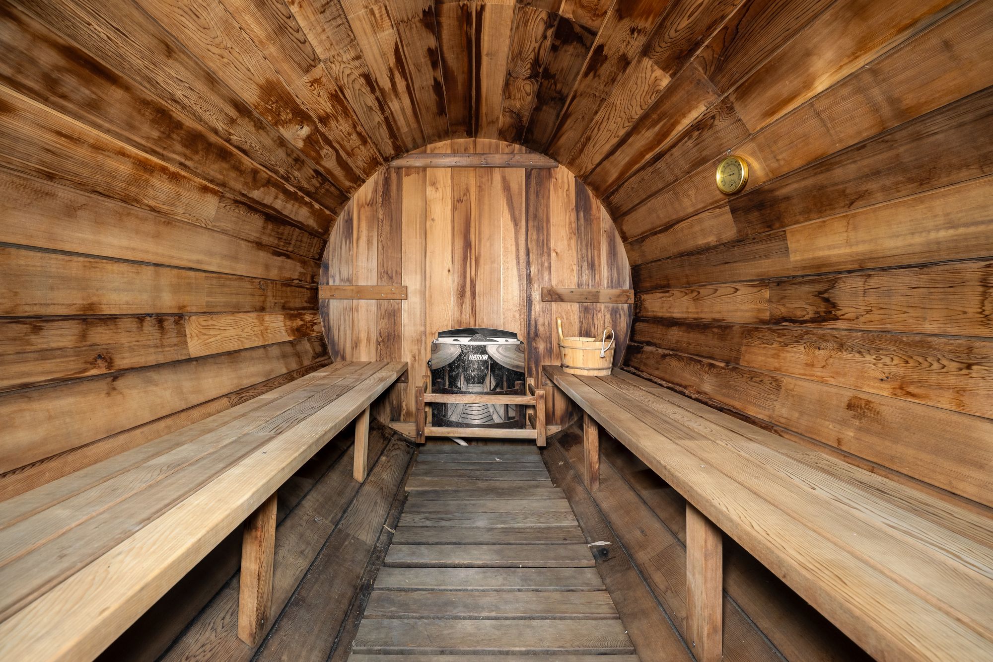 Traditional cedar sauna