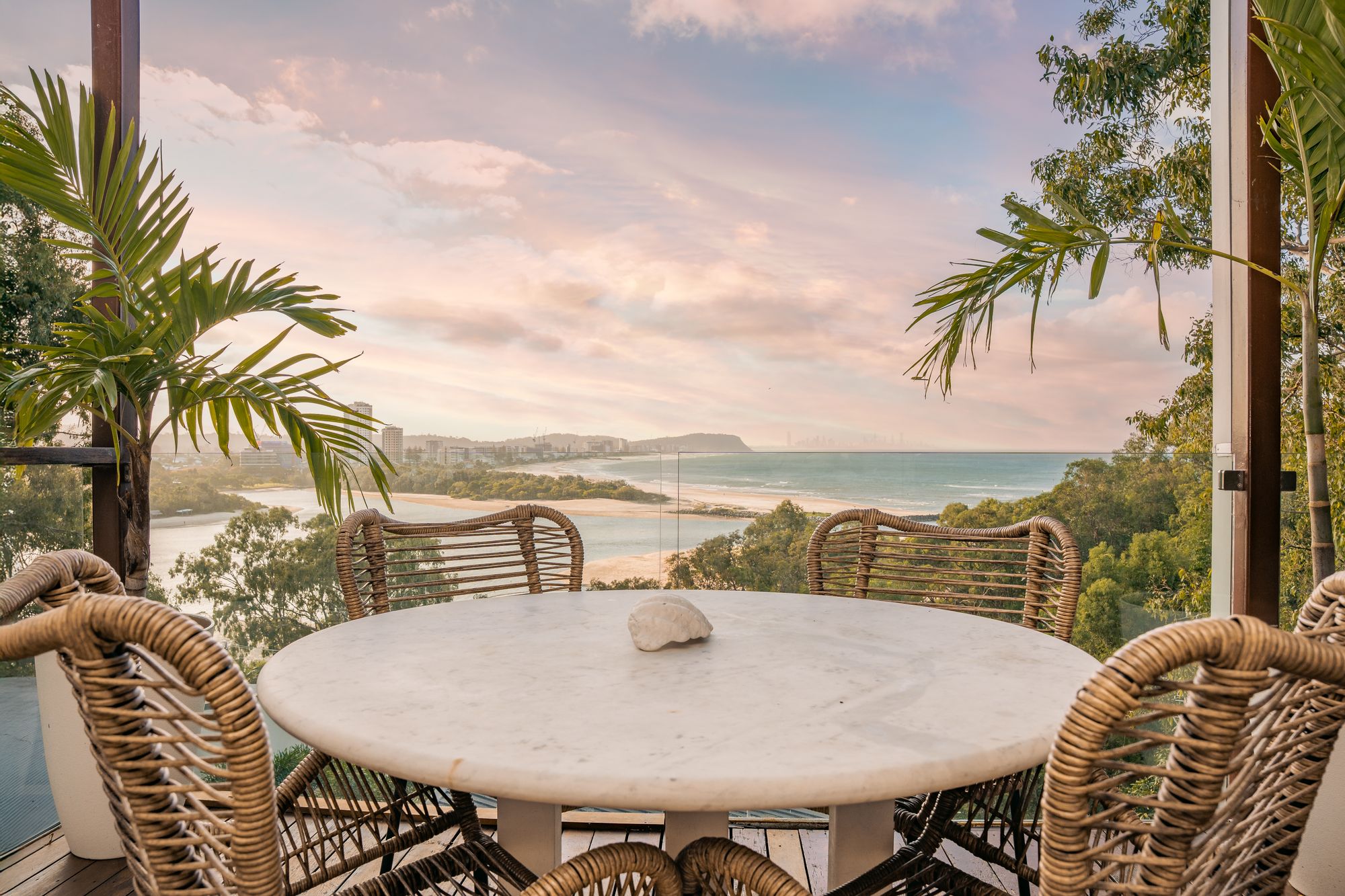 Dining table with ocean views